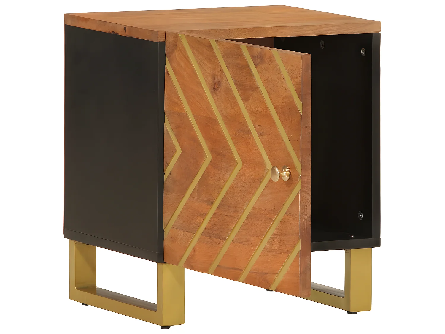 Lot de 2 Tables de chevet marron et noir bois de manguier solide WVGQ1195