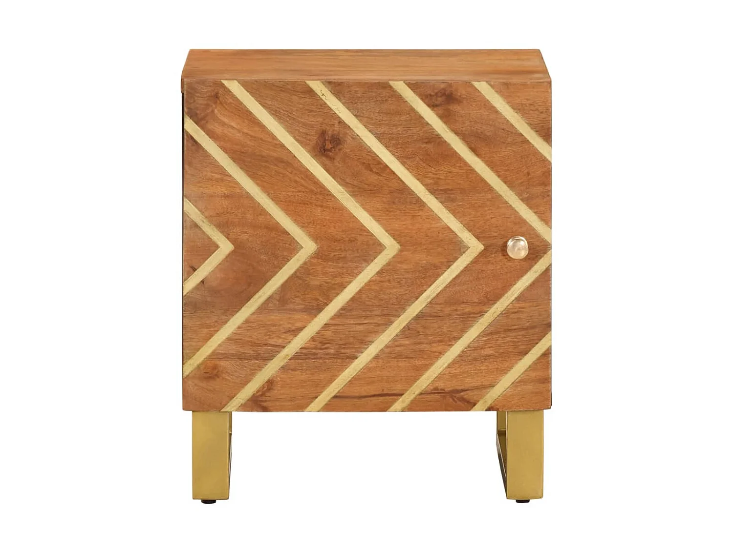 Lot de 2 Tables de chevet marron et noir bois de manguier solide WVGQ1195