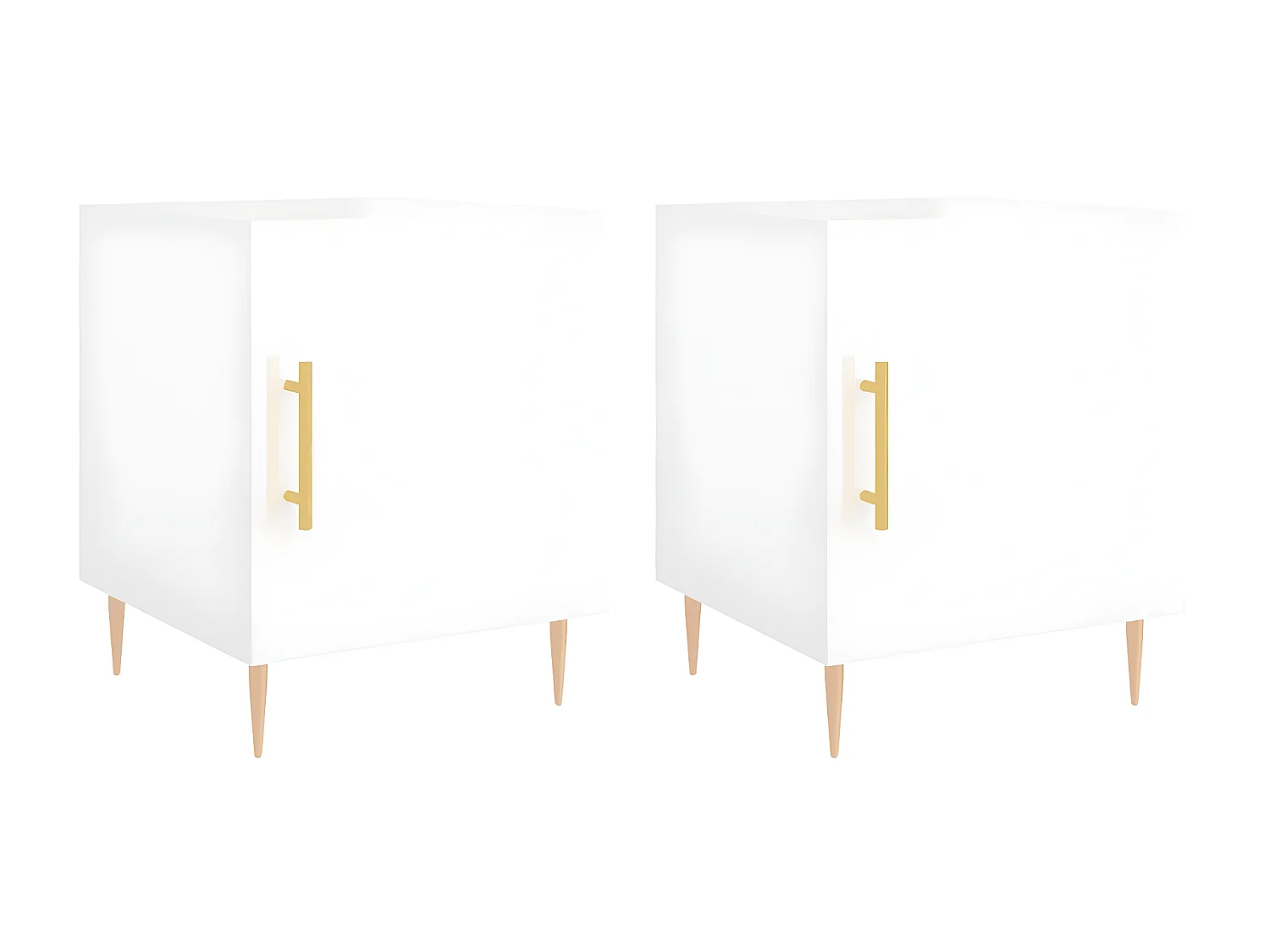Lot de 2 Tables de chevet blanc brillant 40x40x50 cm WVGQ3016