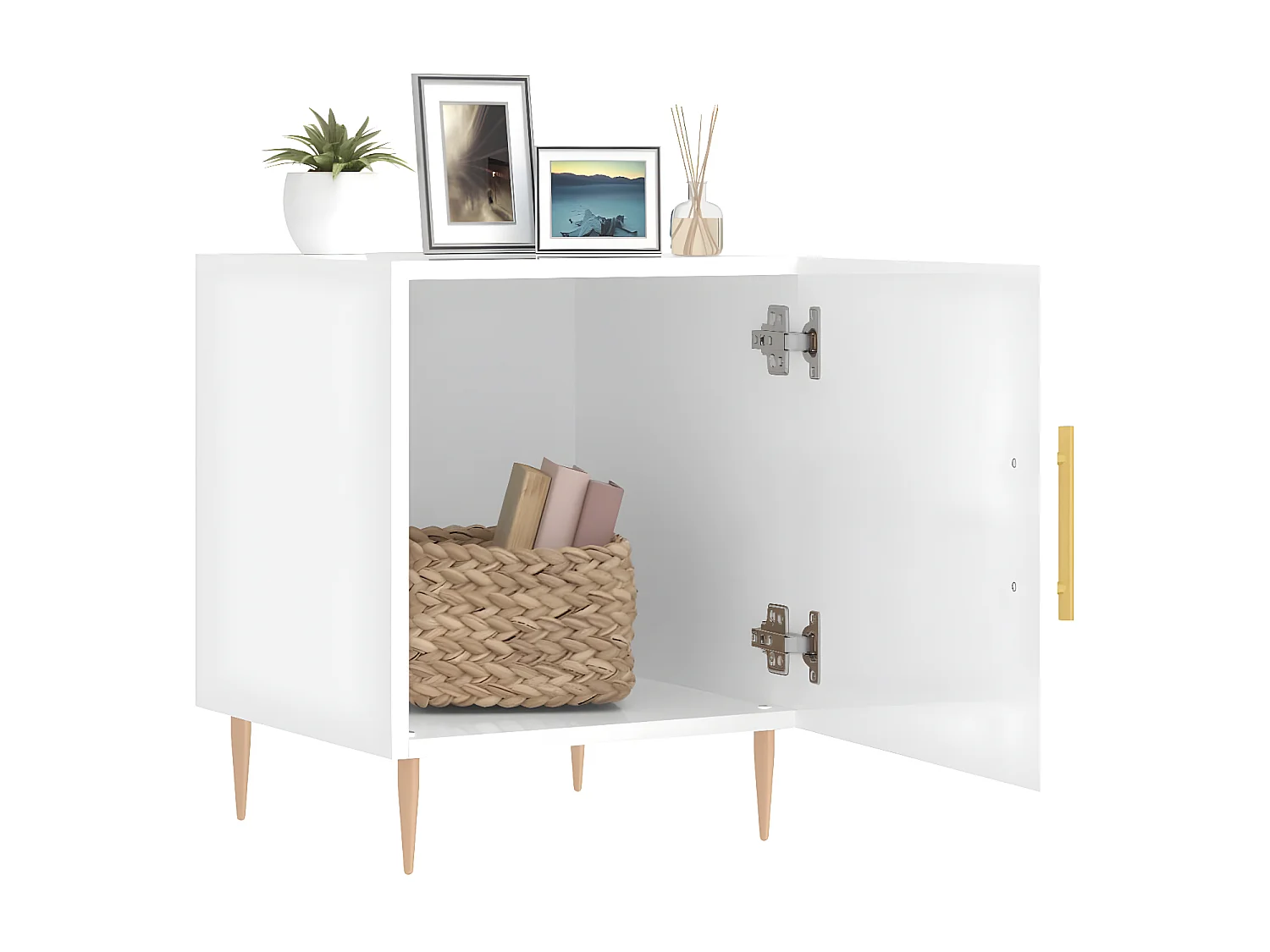 Lot de 2 Tables de chevet blanc brillant 40x40x50 cm WVGQ3016