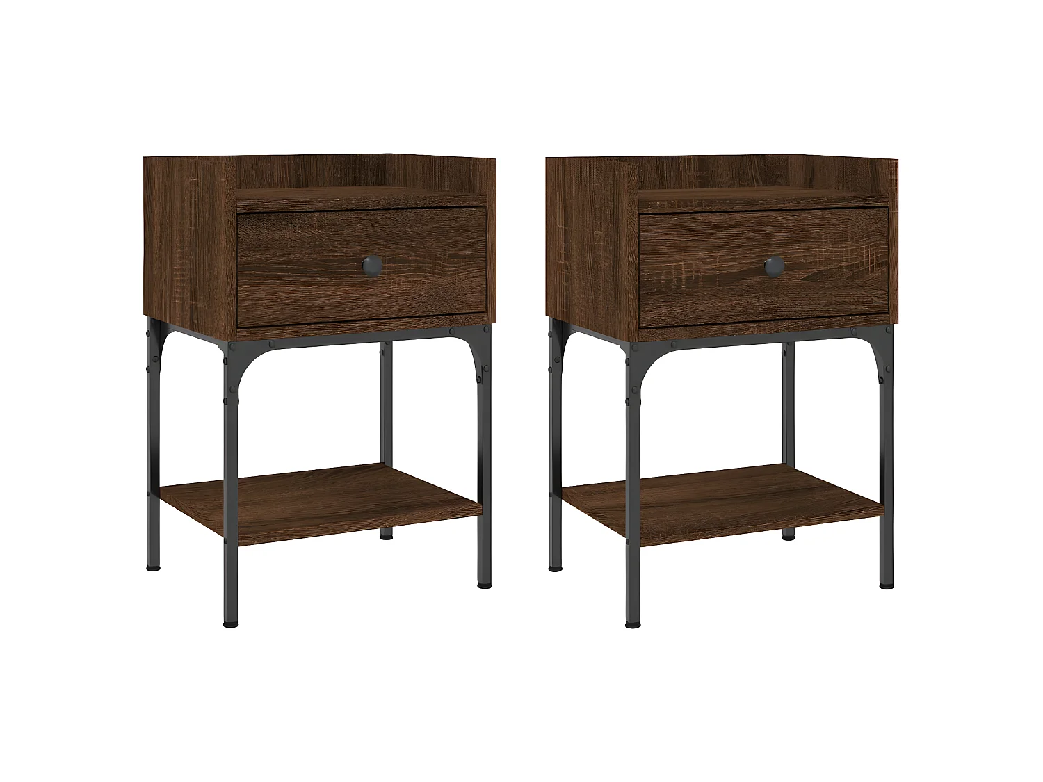 Lote de 2 Mesitas de noche madera ingeniería marrón roble 40,5x31x60 cm ES55951