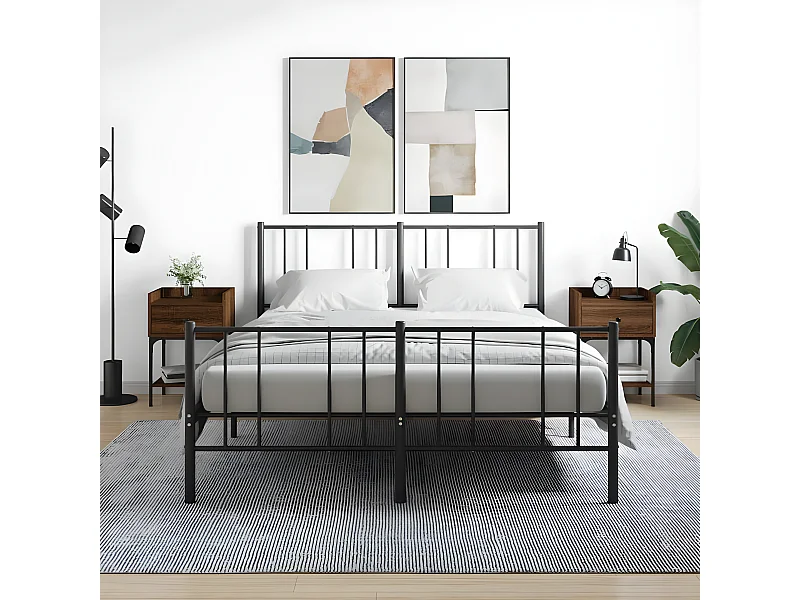 Lote de 2 Mesitas de noche madera ingeniería marrón roble 40,5x31x60 cm ES55951