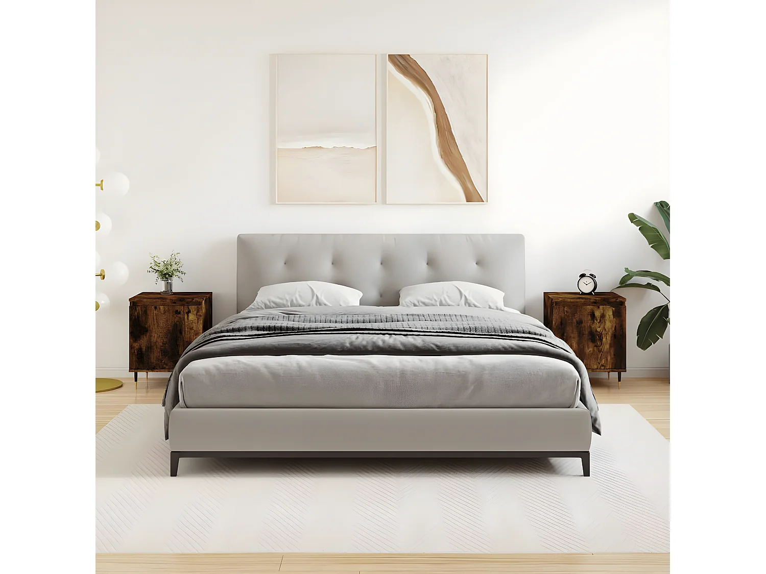 Nachtkastjes 2 st 40x30x50 cm bewerkt hout gerookt eikenkleurig NL16208