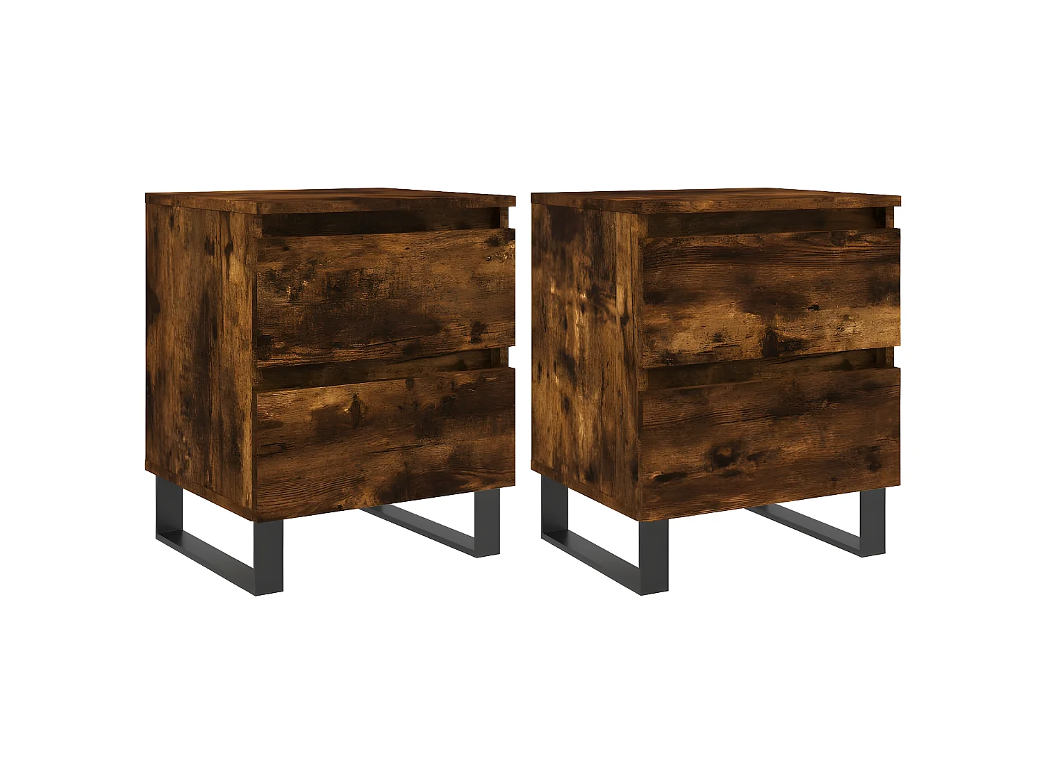 Lot de 2 Tables de chevet chêne fumé 40x35x50 cm bois ingénierie WVGQ3555