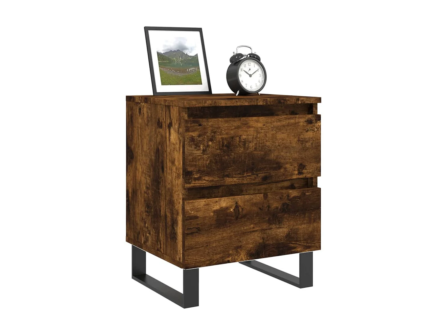 Lot de 2 Tables de chevet chêne fumé 40x35x50 cm bois ingénierie WVGQ3555
