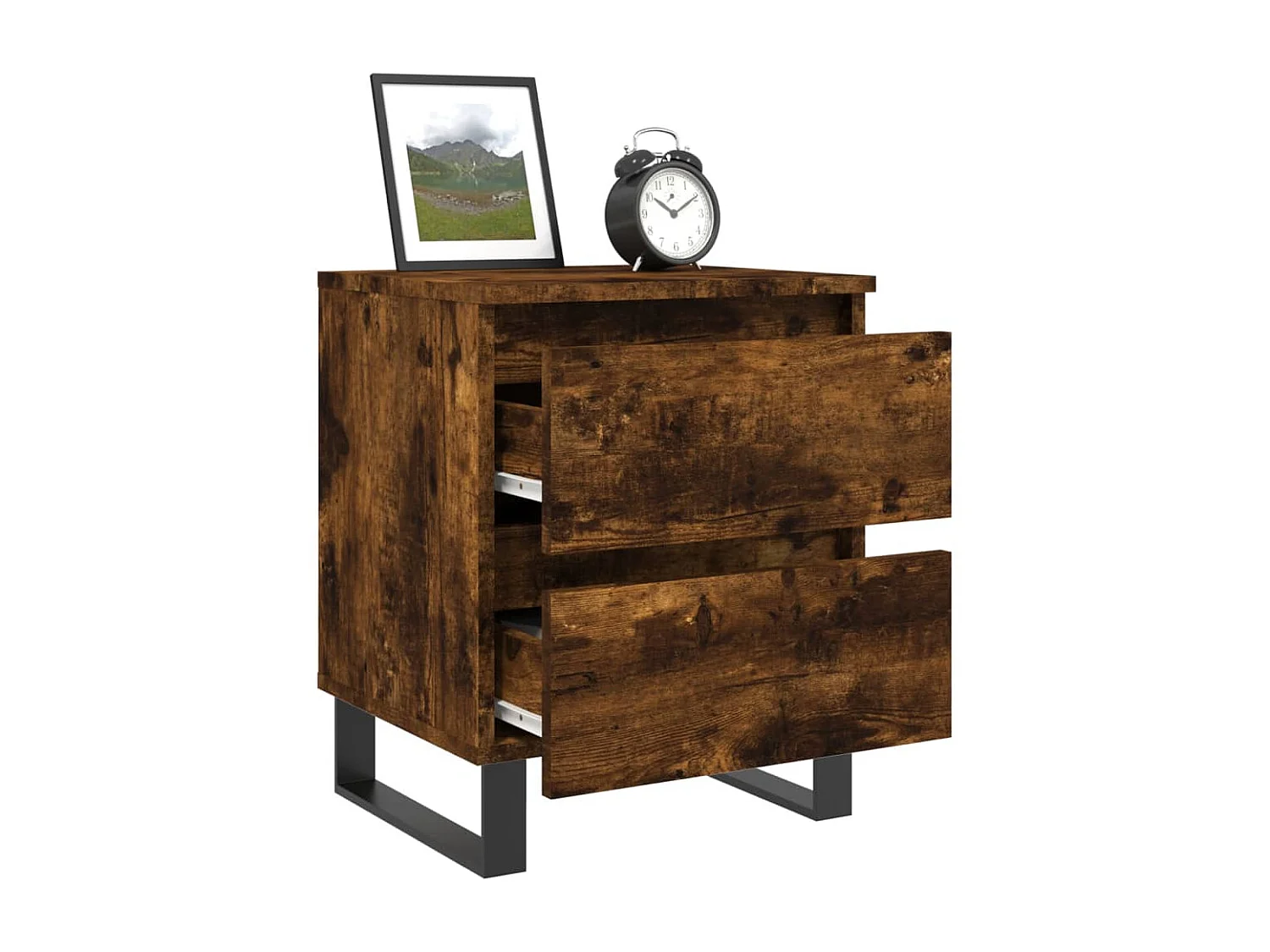 Lot de 2 Tables de chevet chêne fumé 40x35x50 cm bois ingénierie WVGQ3555