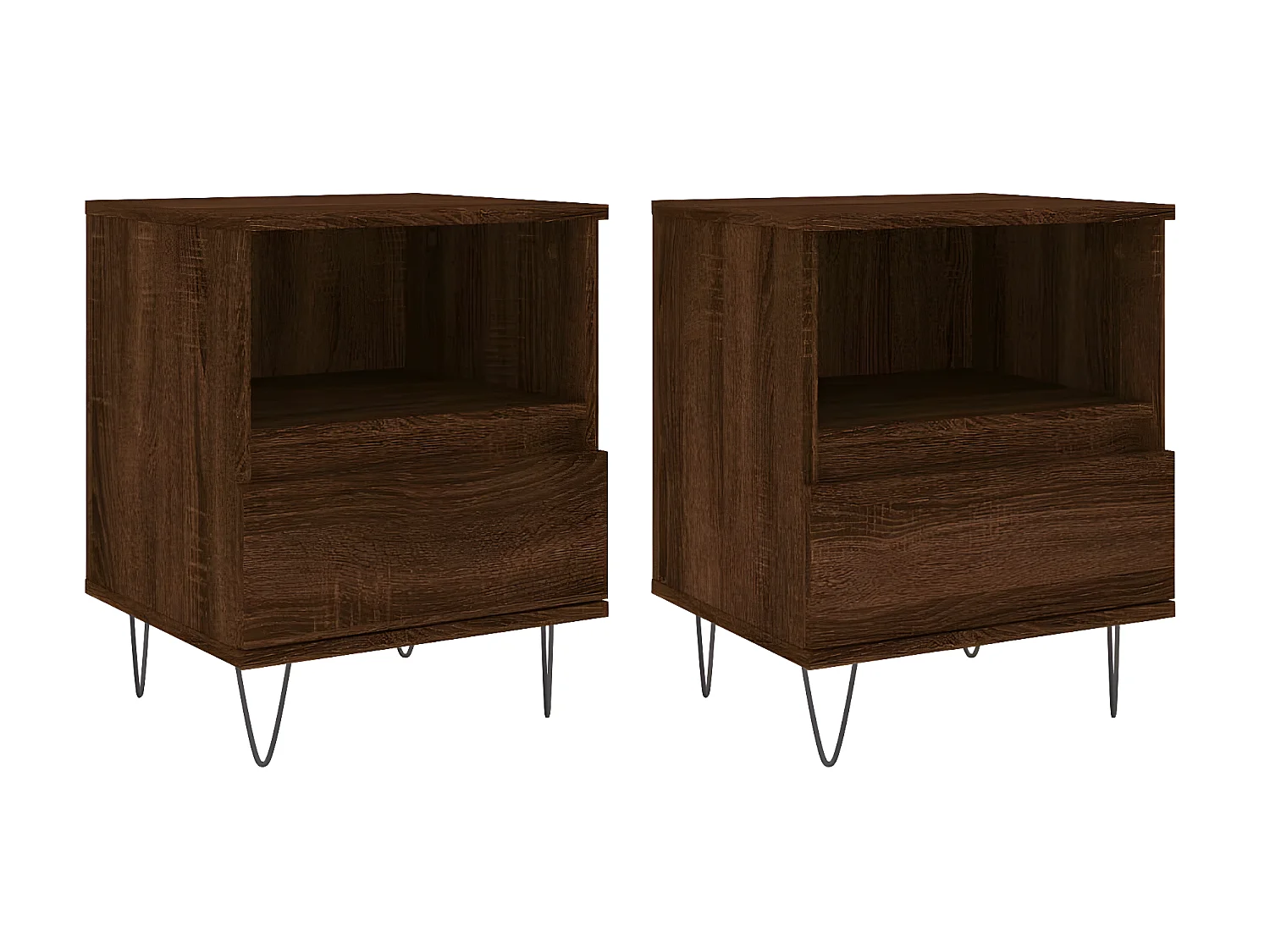 Lot de 2 Tables de chevet chêne marron 40x35x50 cm bois ingénierie WVGQ3341