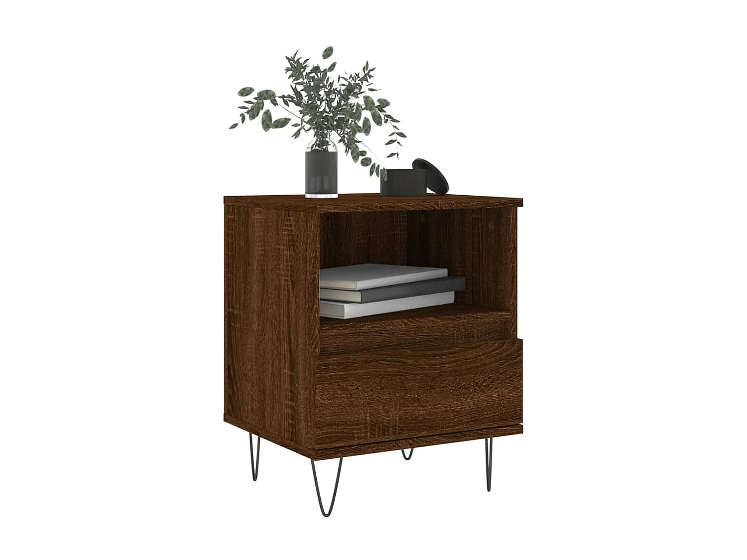 Lot de 2 Tables de chevet chêne marron 40x35x50 cm bois ingénierie WVGQ3341