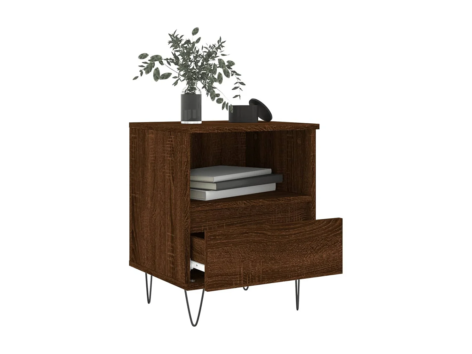 Lot de 2 Tables de chevet chêne marron 40x35x50 cm bois ingénierie WVGQ3341
