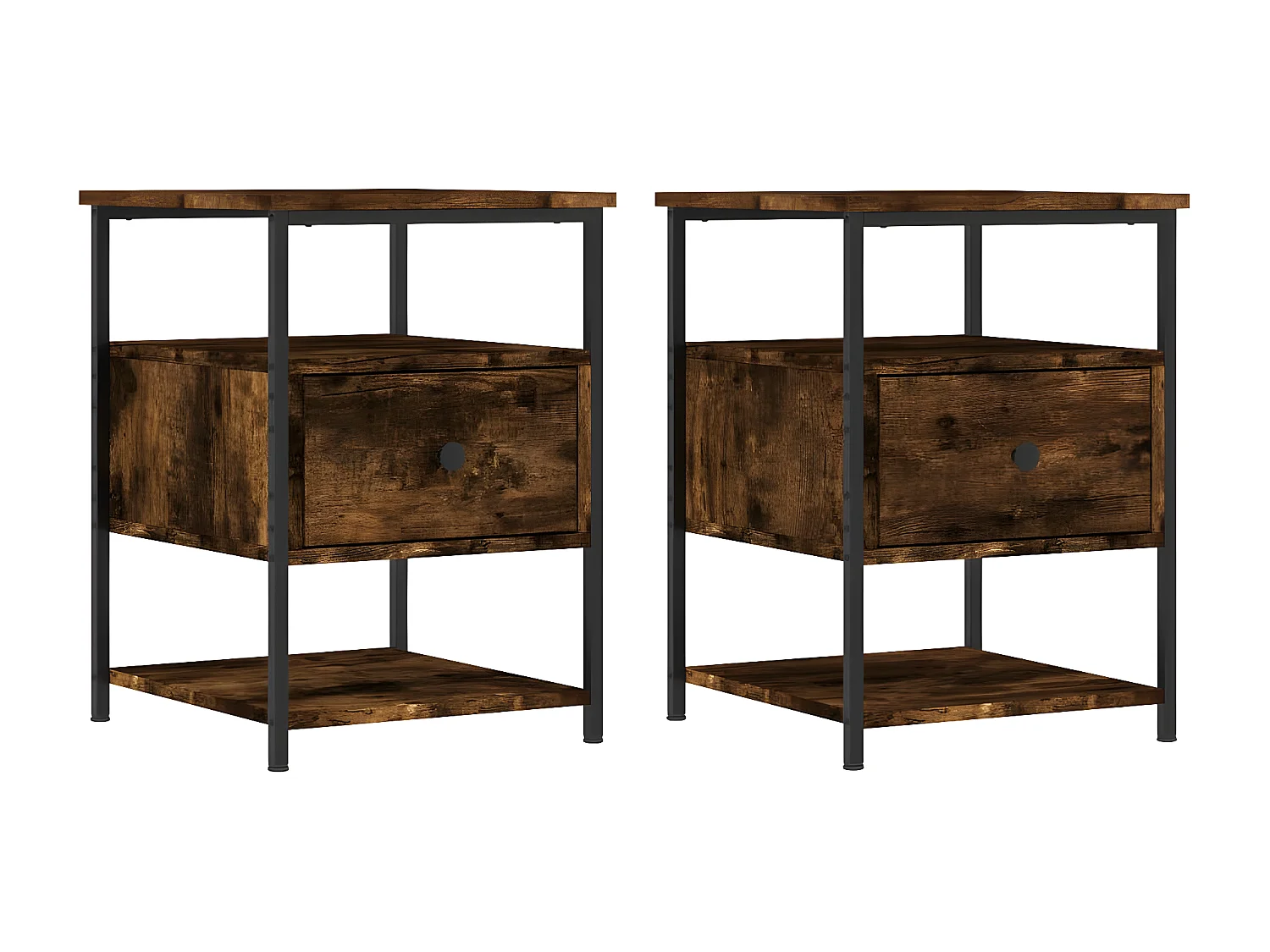 Lot de 2 Tables de chevet chêne fumé 40x42x56 cm bois d'ingénierie WVGQ1316