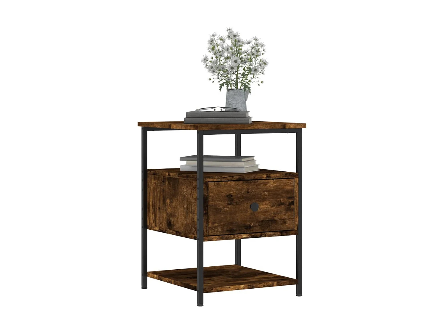 Lot de 2 Tables de chevet chêne fumé 40x42x56 cm bois d'ingénierie WVGQ1316