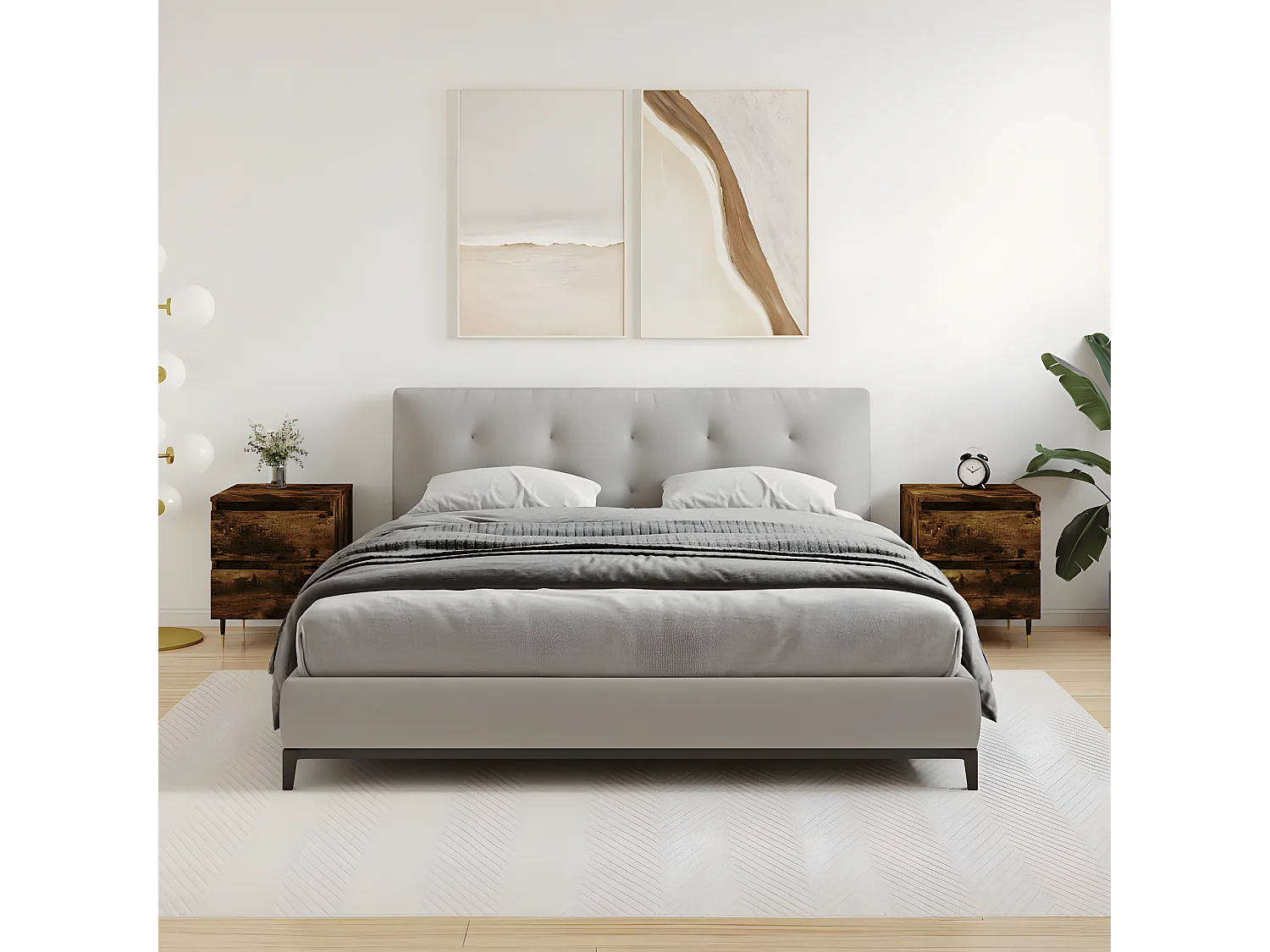 Nachtkastjes 2 st 40x35x50 cm bewerkt hout gerookt eikenkleurig NL60972