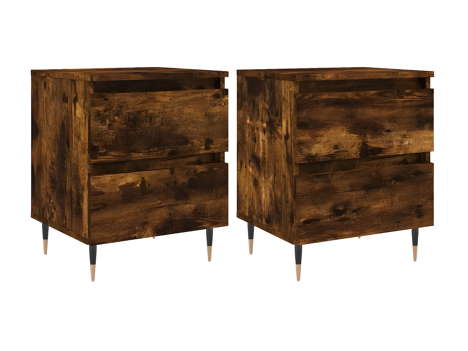Nachtkastjes 2 st 40x35x50 cm bewerkt hout gerookt eikenkleurig NL60972