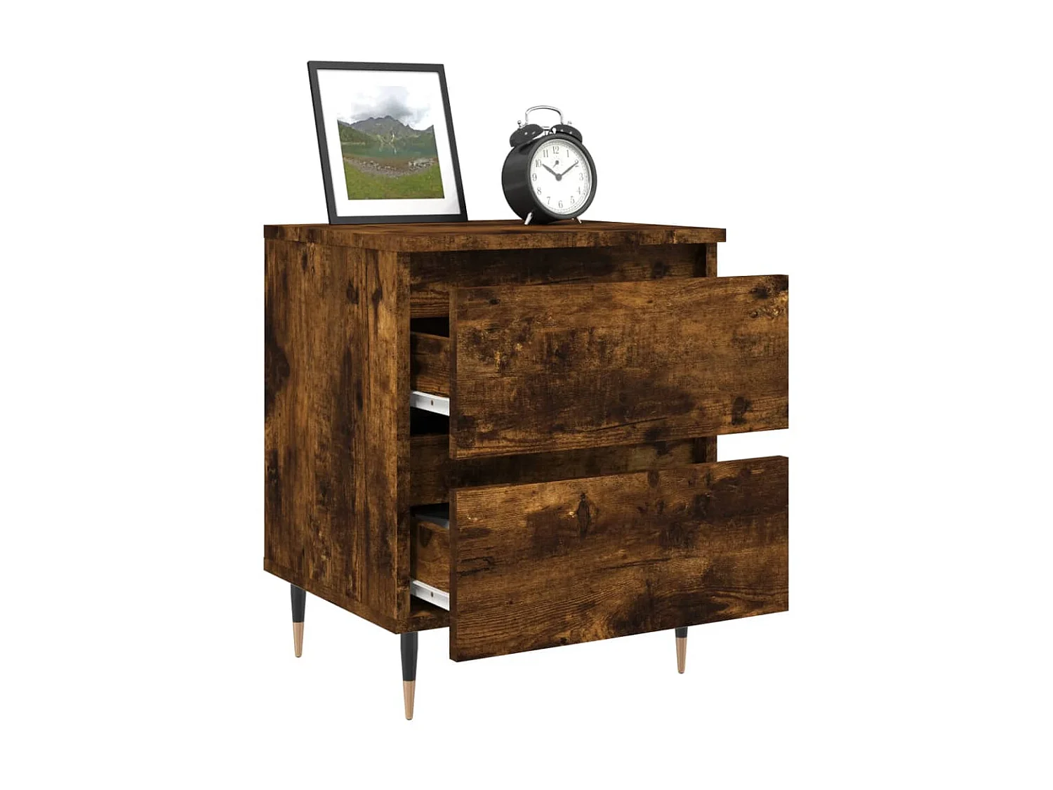 Nachtkastjes 2 st 40x35x50 cm bewerkt hout gerookt eikenkleurig NL60972