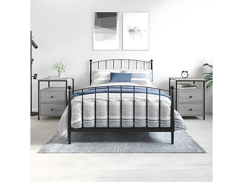 Lote de 2 Mesitas de noche madera ingeniería gris Sonoma 44x45x60 cm ES62652