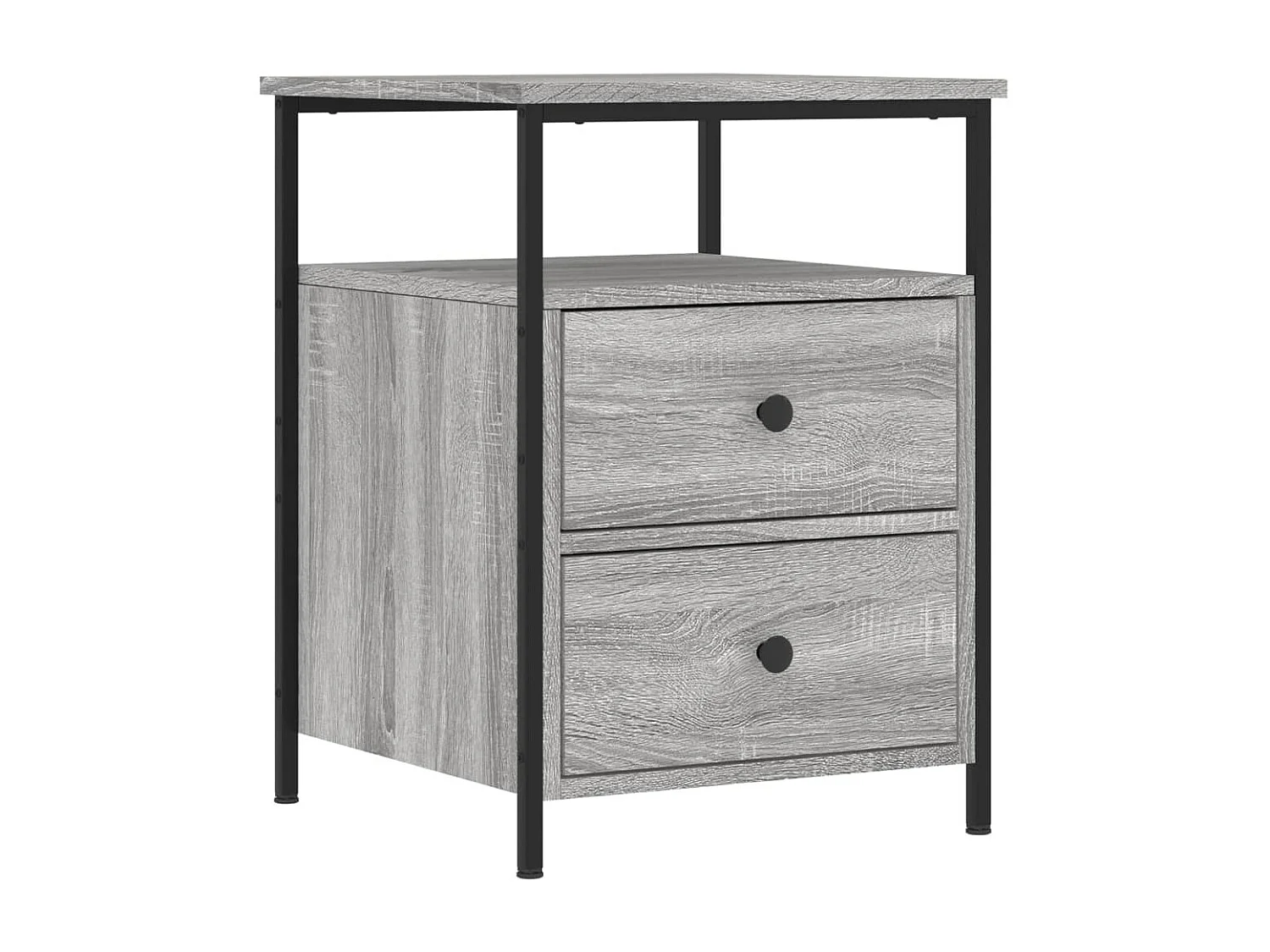 Lote de 2 Mesitas de noche madera ingeniería gris Sonoma 44x45x60 cm ES62652