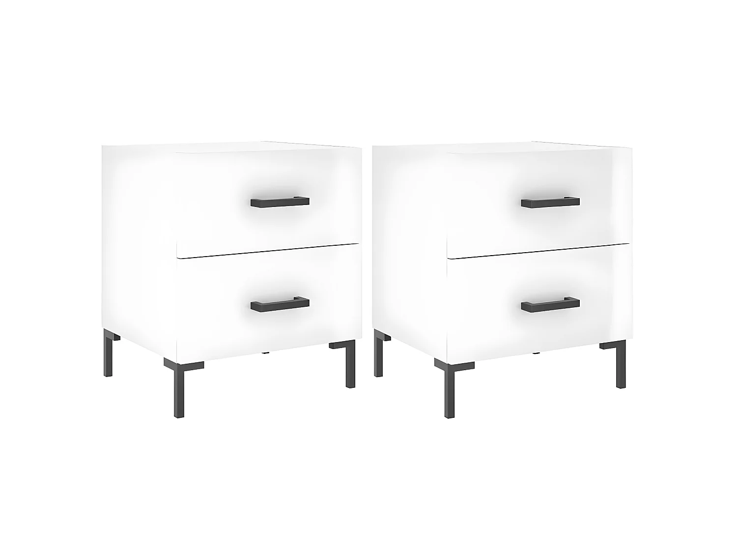 Lot de 2 Tables de chevet blanc brillant 40x35x47,5 cm WVGQ7757