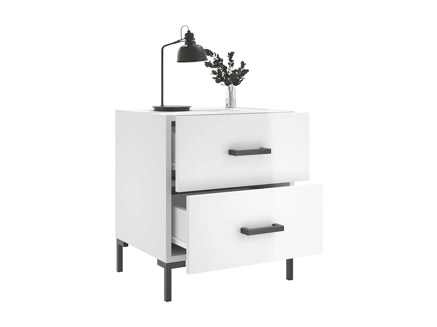 Lot de 2 Tables de chevet blanc brillant 40x35x47,5 cm WVGQ7757