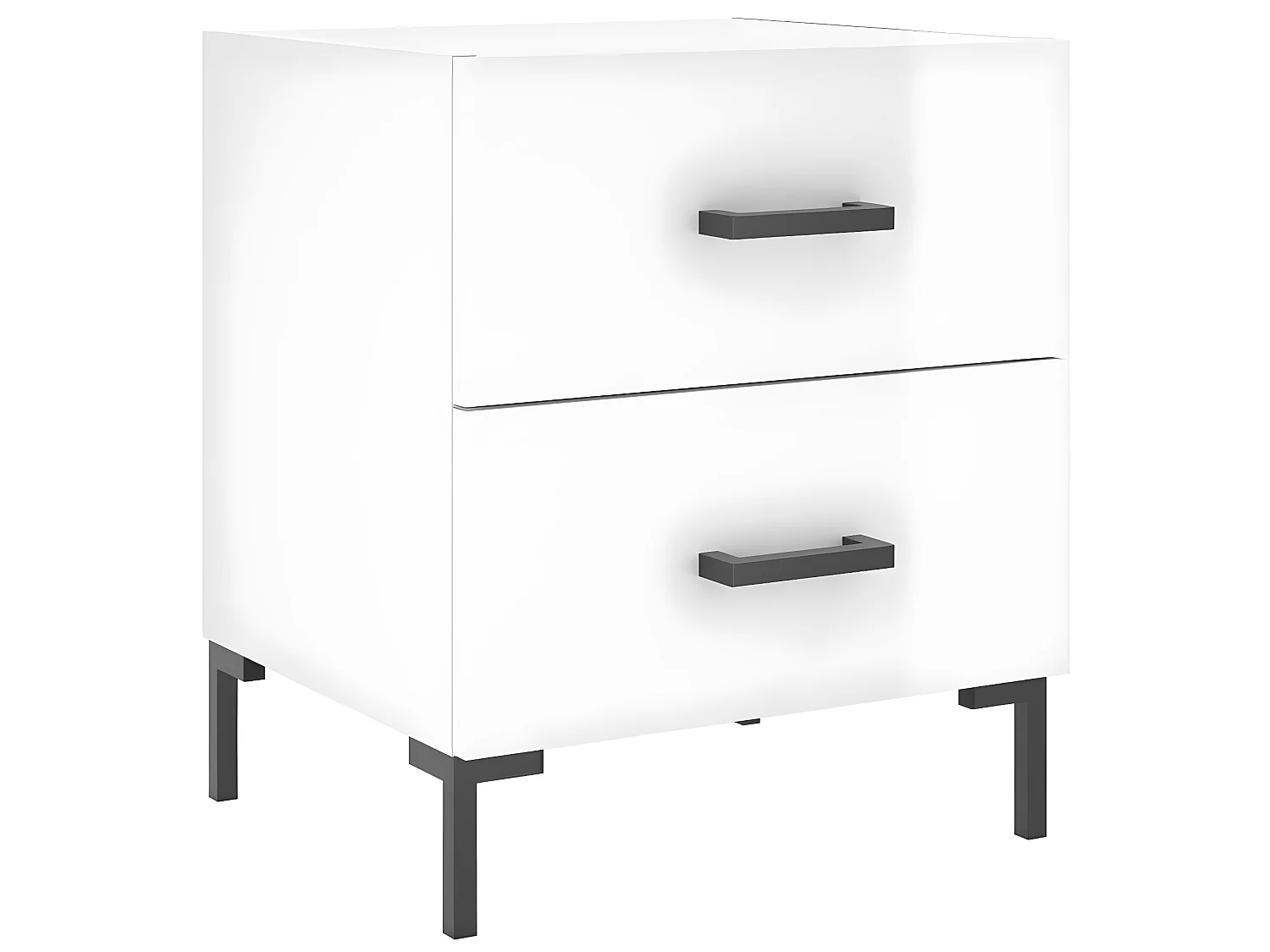 Mesas de cabeceira 2pcs derivados de madeira branco brilhante PT40539