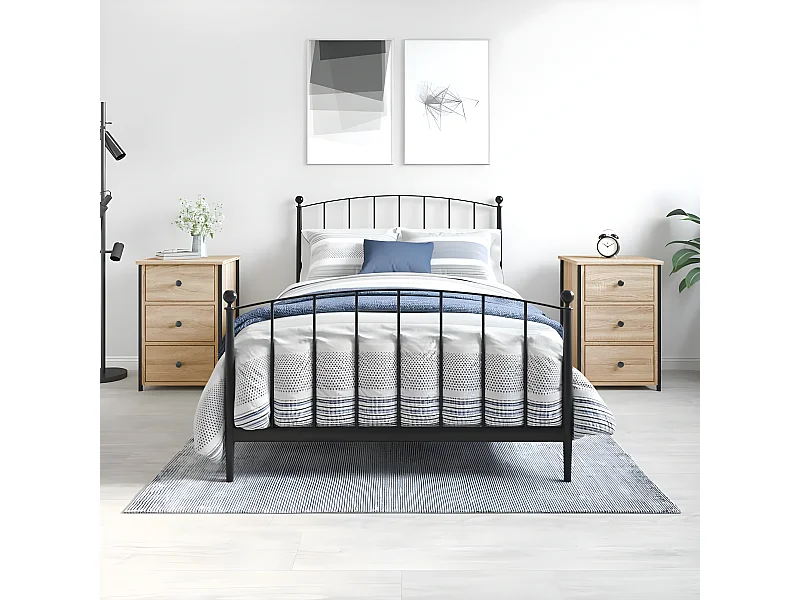 Lote de 2 Mesitas de noche madera ingeniería roble Sonoma 40x36x60 cm ES52963