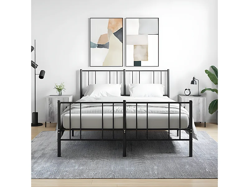 Lote de 2 Mesitas de noche madera ingeniería gris Sonoma 40x40x50 cm ES91678