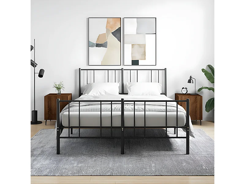 Lot de 2 Tables de chevet chêne marron 40x40x50cm bois d'ingénierie WVGQ3414