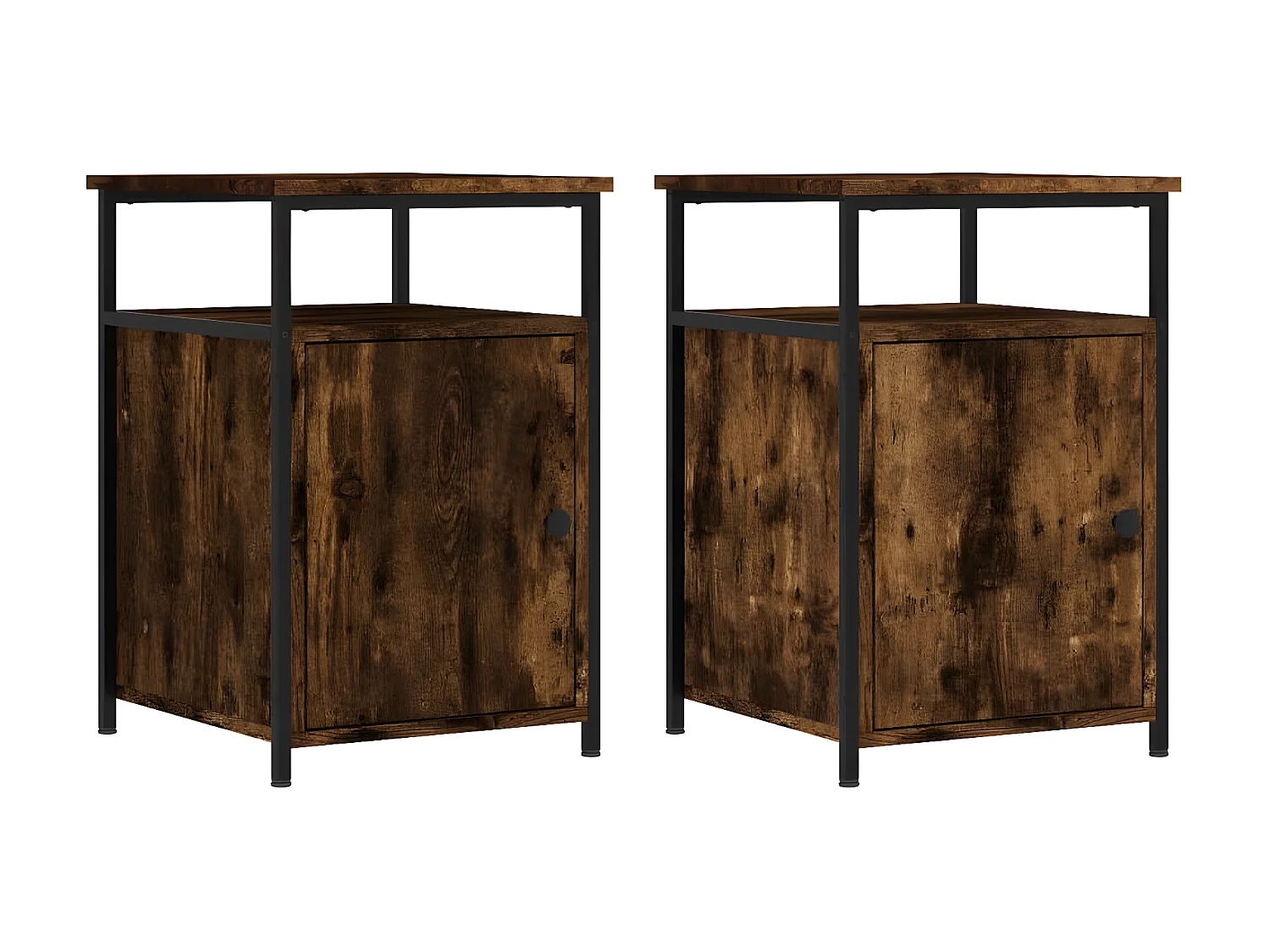 Lot de 2 Tables de chevet chêne fumé 40x42x60 cm bois d'ingénierie WVGQ6133