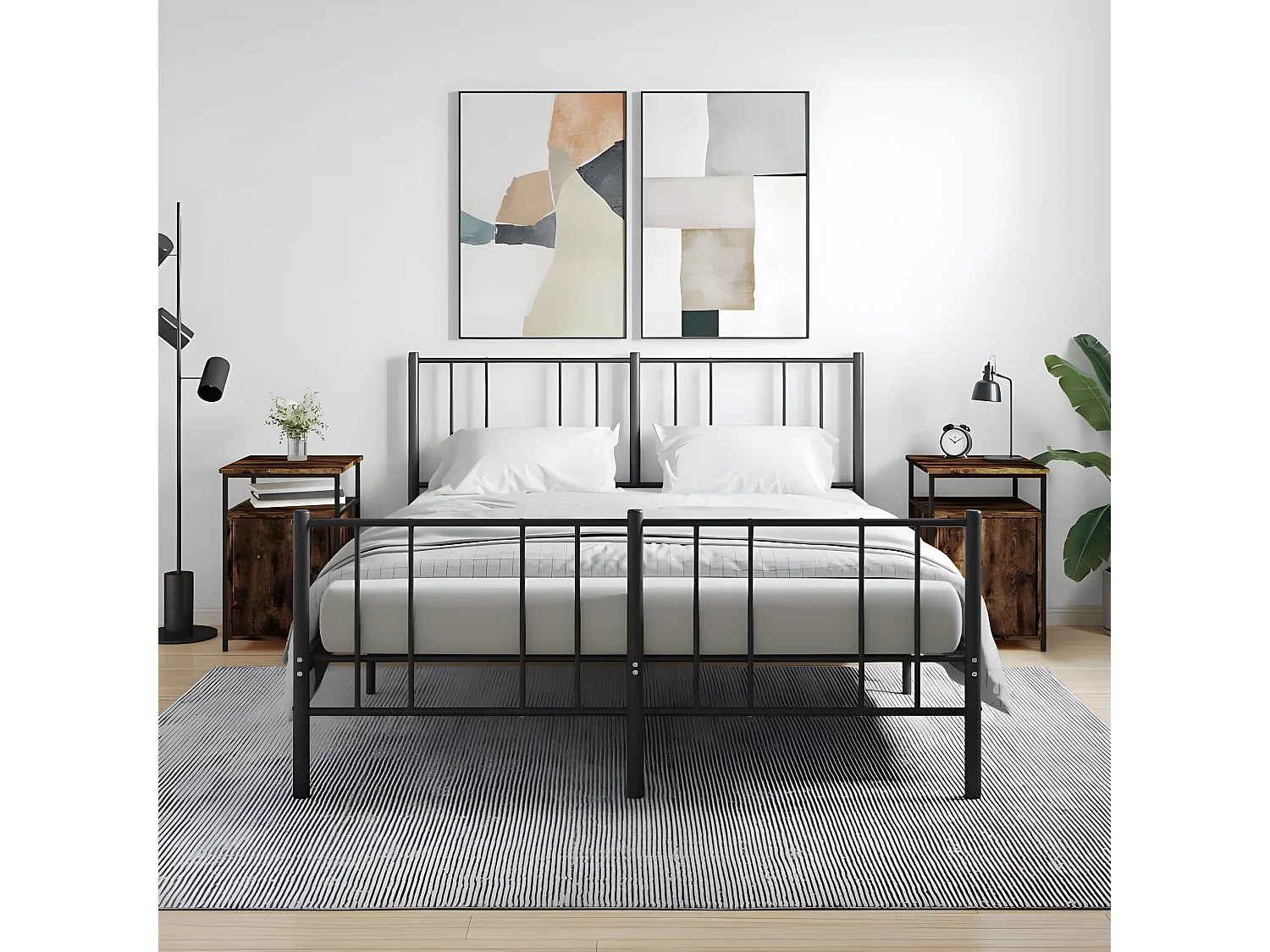 Lot de 2 Tables de chevet chêne fumé 40x42x60 cm bois d'ingénierie WVGQ6133