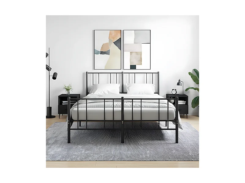 Lot de 2 Tables de chevet noir 40x35x47,5 cm bois d’ingénierie WVGQ8427