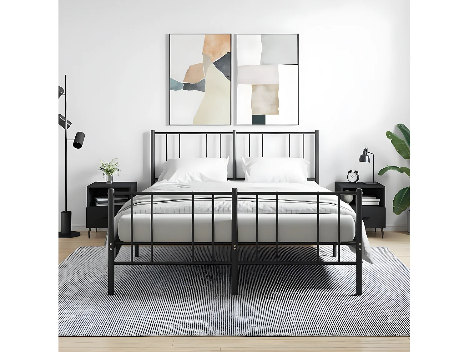 Lote de 2 Mesitas de noche madera ingeniería negro 40x35x47,5 cm ES50488