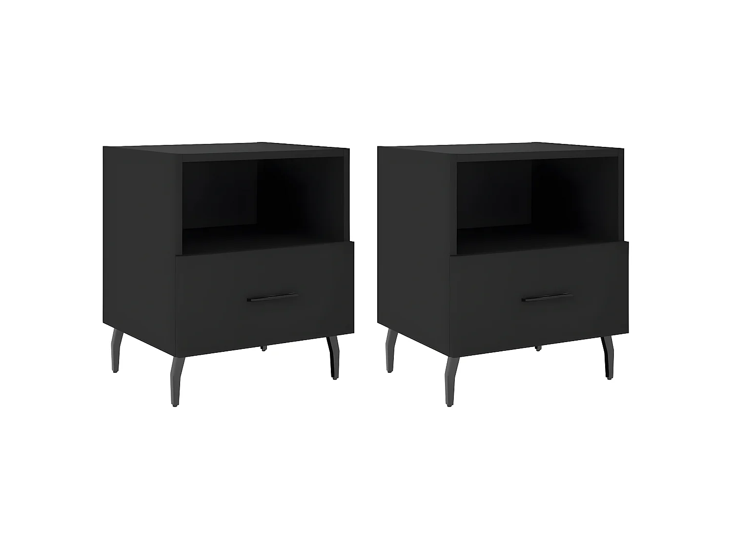 Lot de 2 Tables de chevet noir 40x35x47,5 cm bois d’ingénierie WVGQ8427