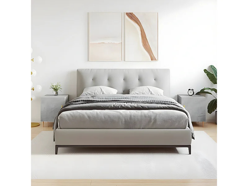 Lote de 2 Mesitas de noche madera ingeniería gris hormigón 40x40x50 cm ES33560