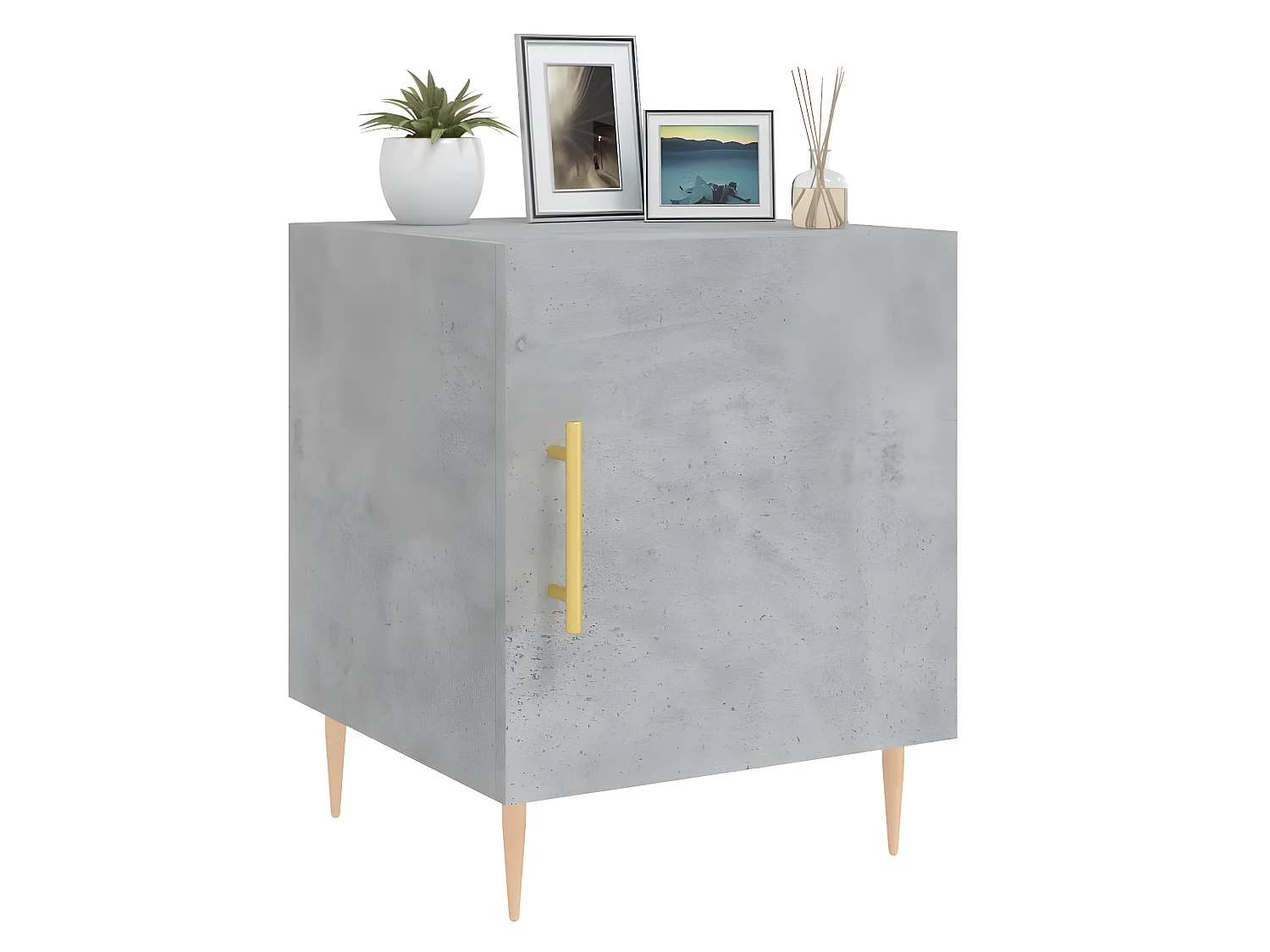 Lote de 2 Mesitas de noche madera ingeniería gris hormigón 40x40x50 cm ES33560