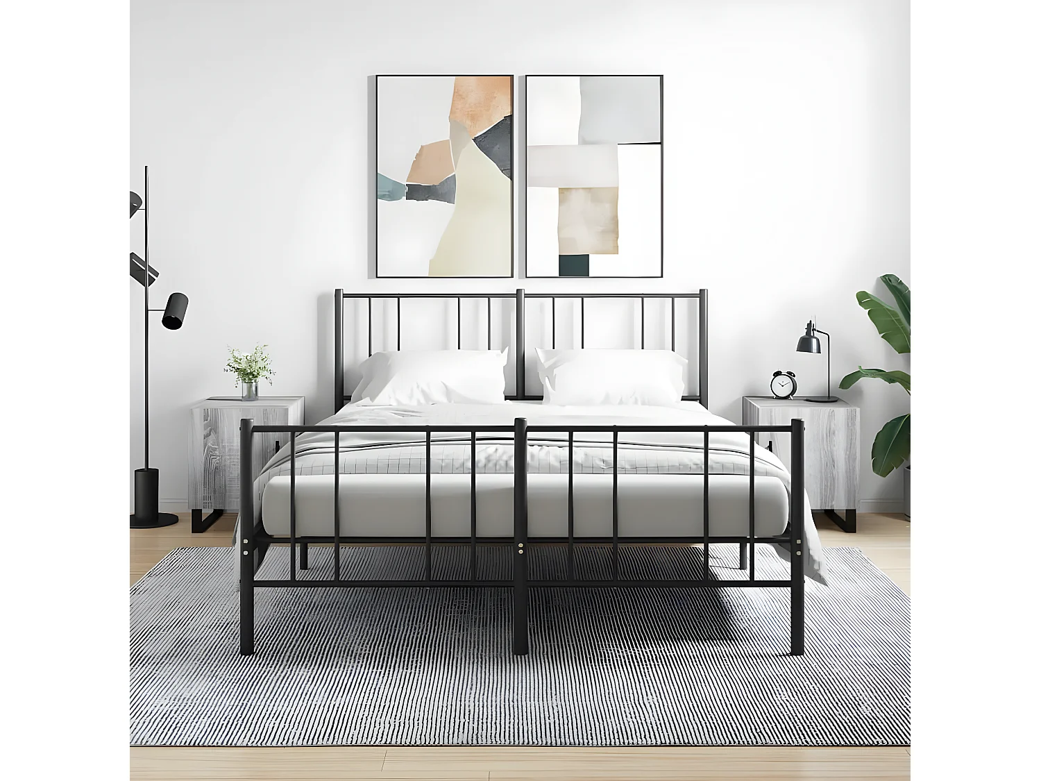 Lote de 2 Mesitas de noche madera ingeniería gris Sonoma 40x40x50 cm ES67900