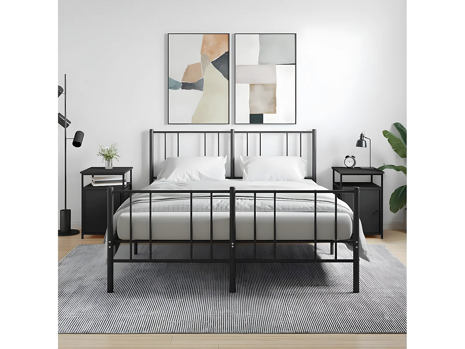 Lot de 2 Tables de chevet noir 40x42x60 cm bois d'ingénierie WVGQ2574