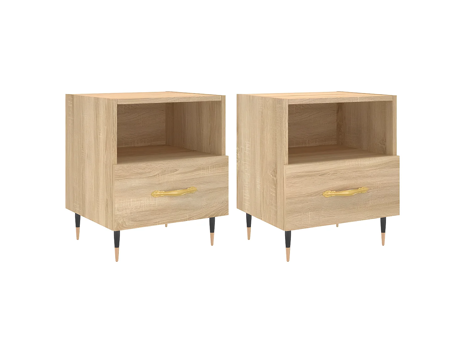 Nachtkastjes 2 st 40x35x47,5 cm bewerkt hout sonoma eikenkleur NL57475