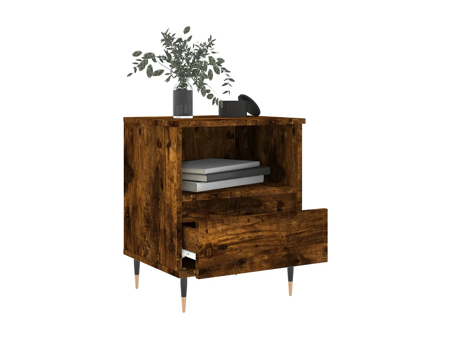 Nachtkastjes 2 st 40x35x50 cm bewerkt hout gerookt eikenkleurig NL28517