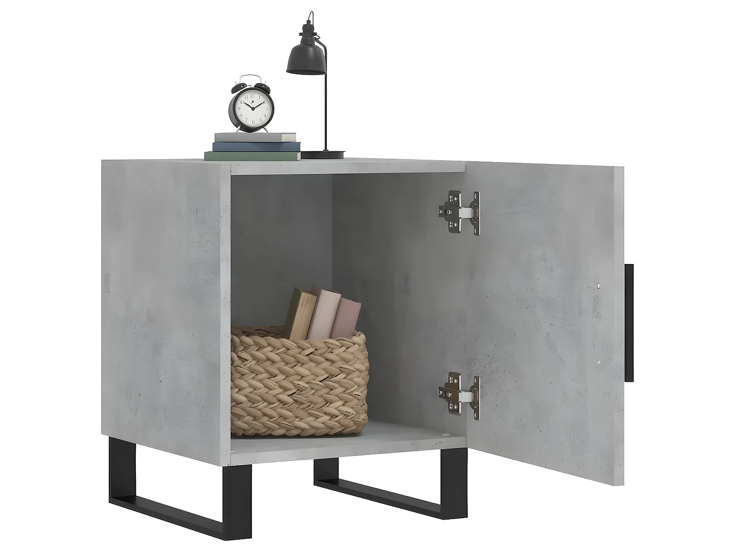 Lote de 2 Mesitas de noche madera ingeniería gris hormigón 40x40x50 cm ES69329