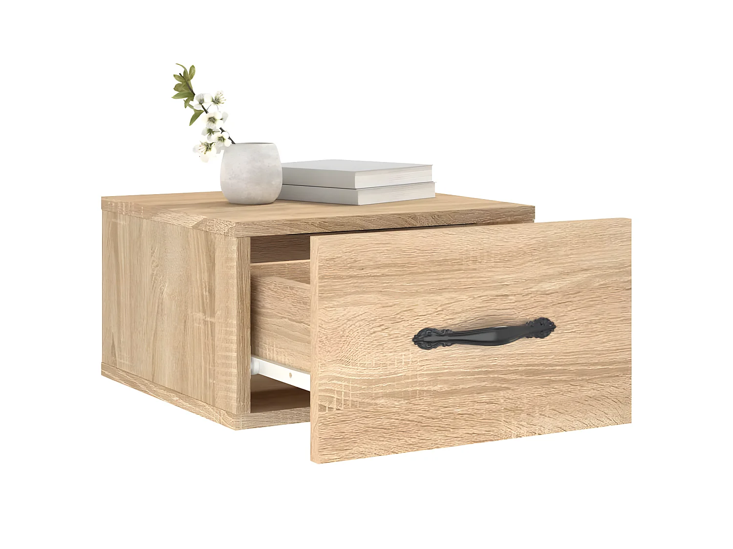 Lote de 2 Mesitas de noche de pared color roble Sonoma 35x35x20 cm ES34547