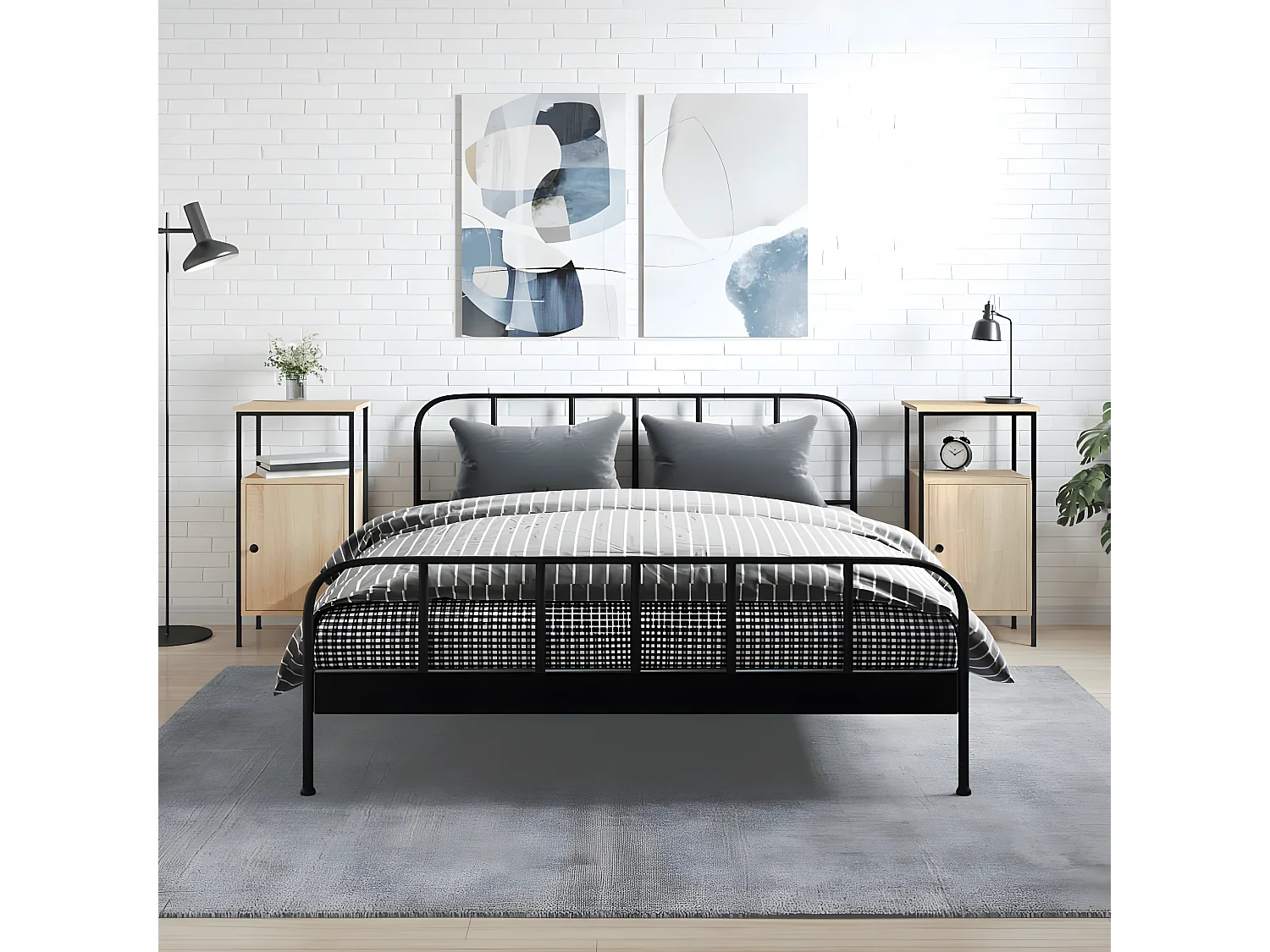 Lote de 2 Mesitas de noche madera ingeniería roble Sonoma 41x31x80 cm ES60610