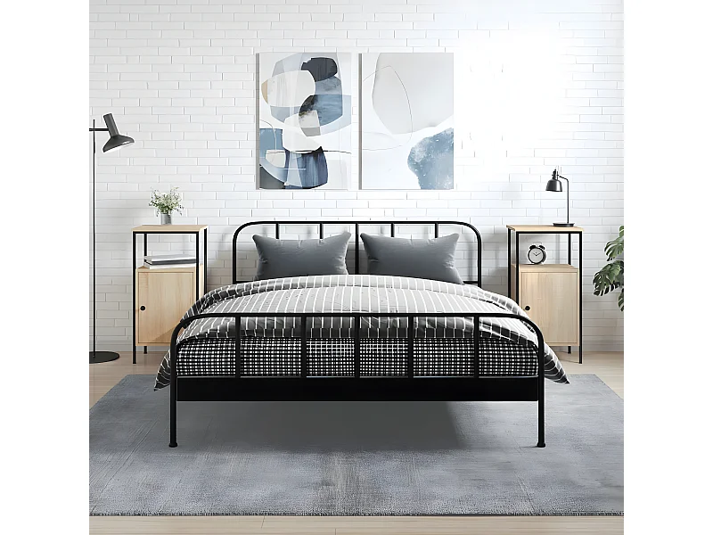 Lote de 2 Mesitas de noche madera ingeniería roble Sonoma 41x31x80 cm ES60610