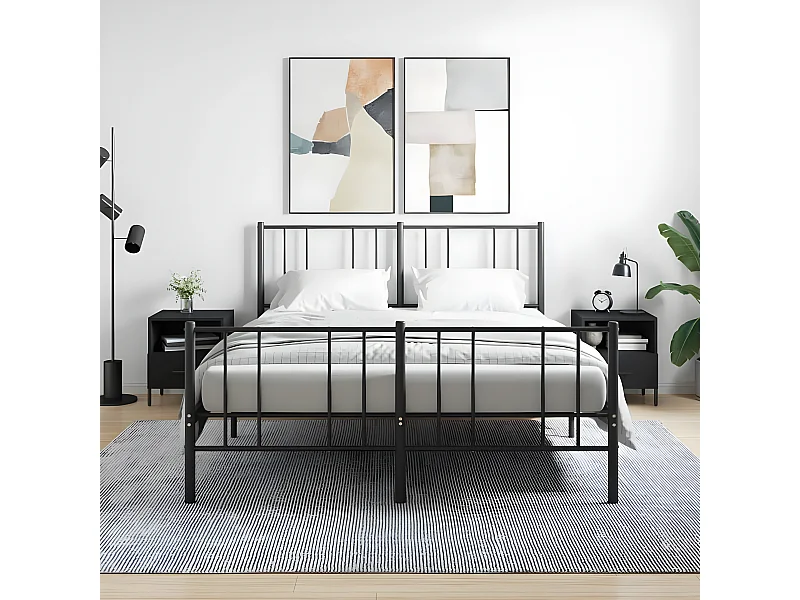 Lote de 2 Mesitas de noche madera ingeniería negro 40x35x47,5 cm ES21508