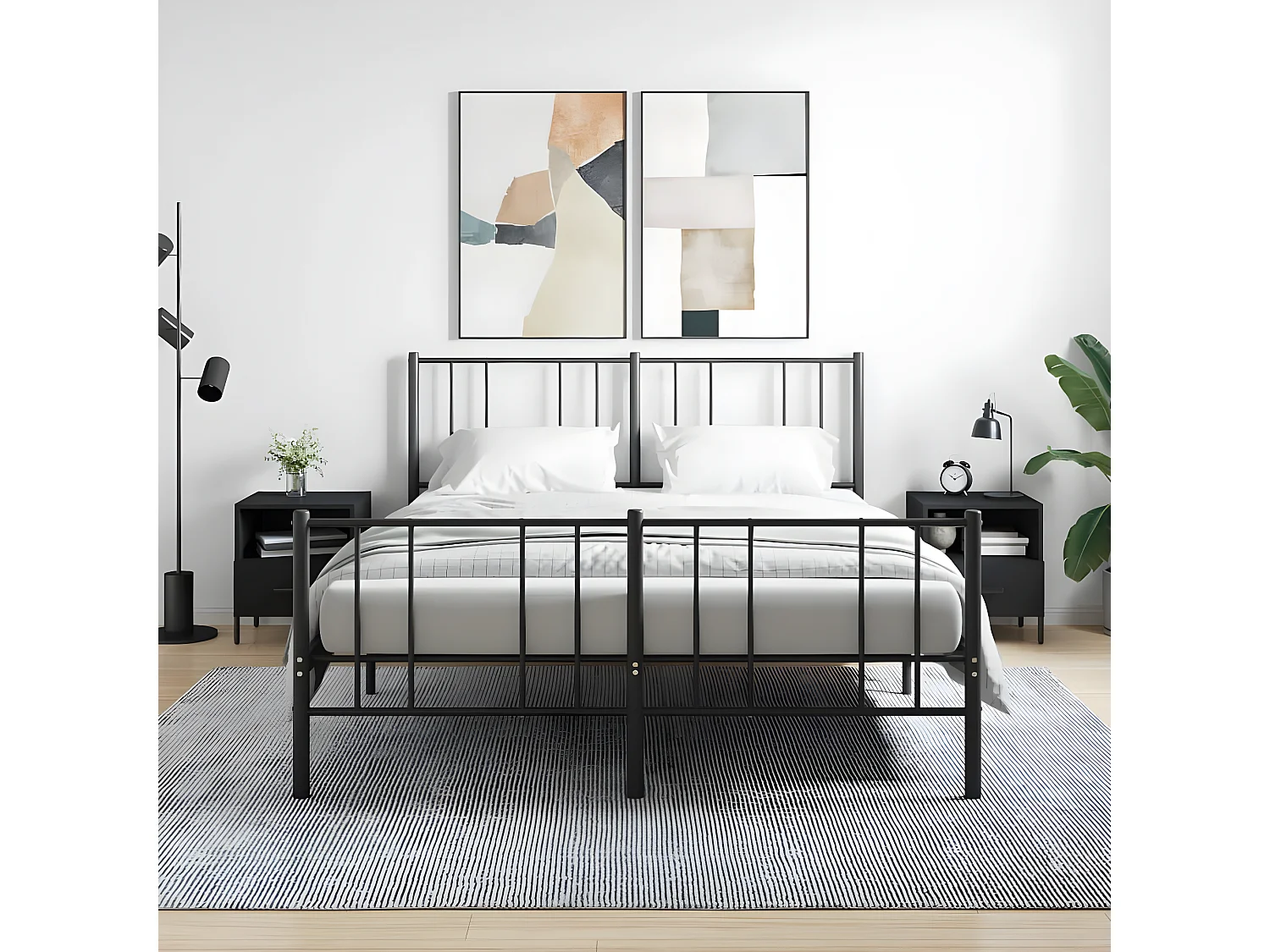 Lot de 2 Tables de chevet noir 40x35x47,5 cm bois d’ingénierie WVGQ1121