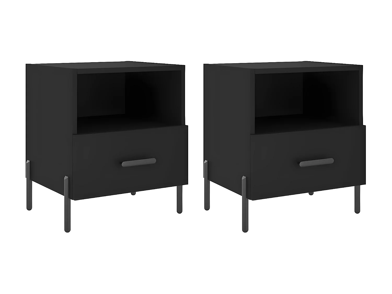 Lot de 2 Tables de chevet noir 40x35x47,5 cm bois d’ingénierie WVGQ1121