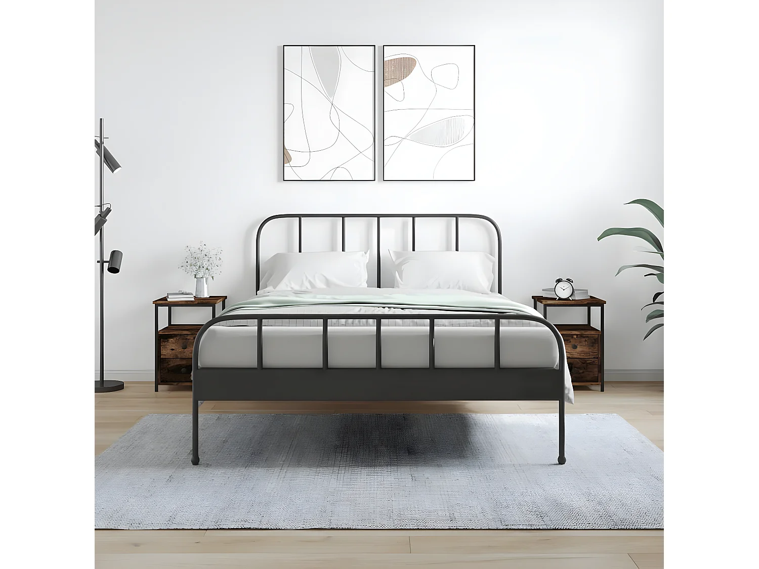 Lot de 2 Tables de chevet chêne fumé 34x35,5x50 cm bois ingénierie WVGQ3077