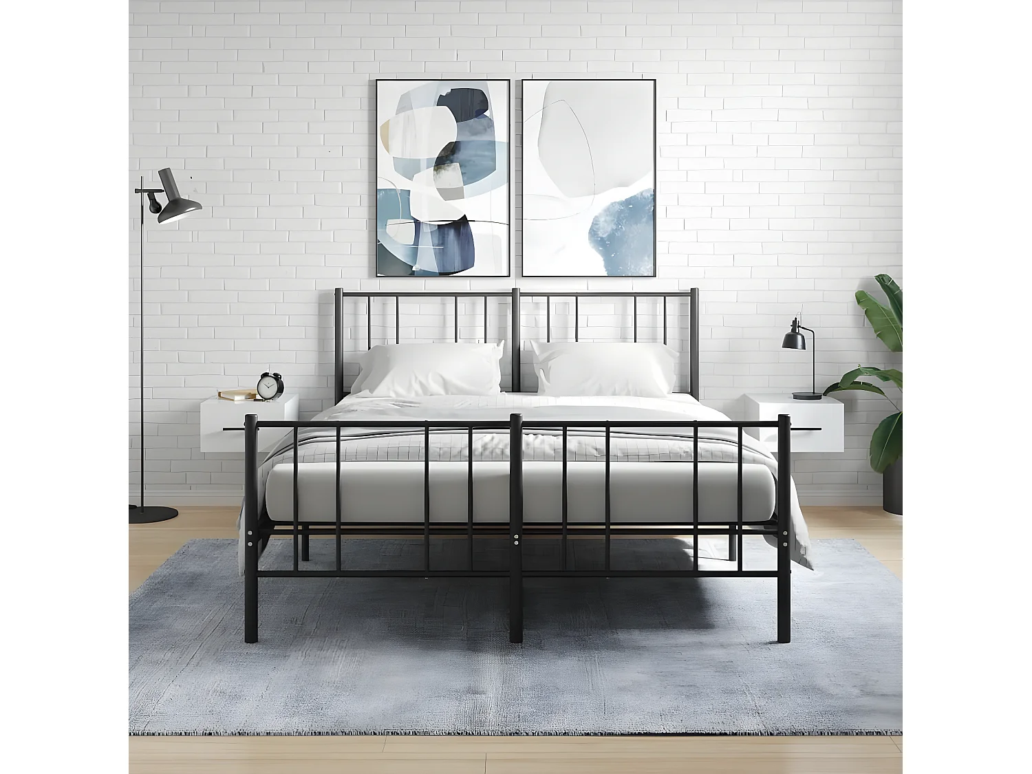 Lot de 2 Tables de chevet murales blanc 35x35x20 cm WVGQ9426