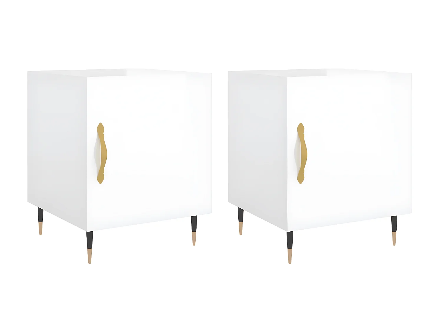 Lot de 2 Tables de chevet blanc brillant 40x40x50 cm WVGQ4457
