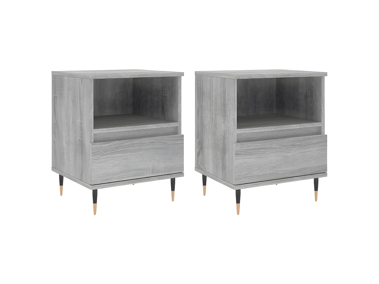 Lote de 2 Mesitas de noche madera ingeniería gris Sonoma 40x35x50 cm ES25200