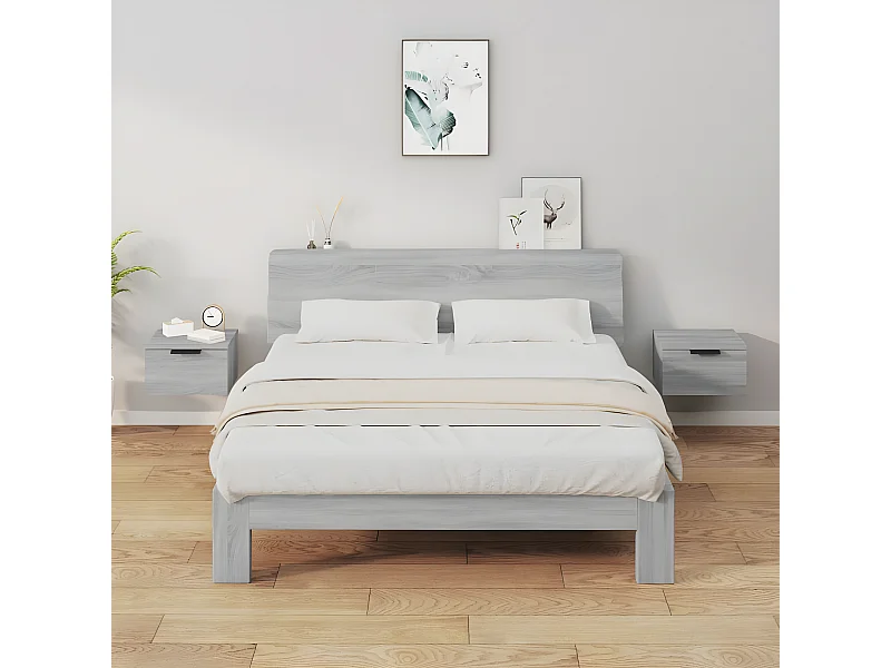 Lot de 2 Tables de chevet murales Sonoma gris 34x30x20 cm WVGQ7968