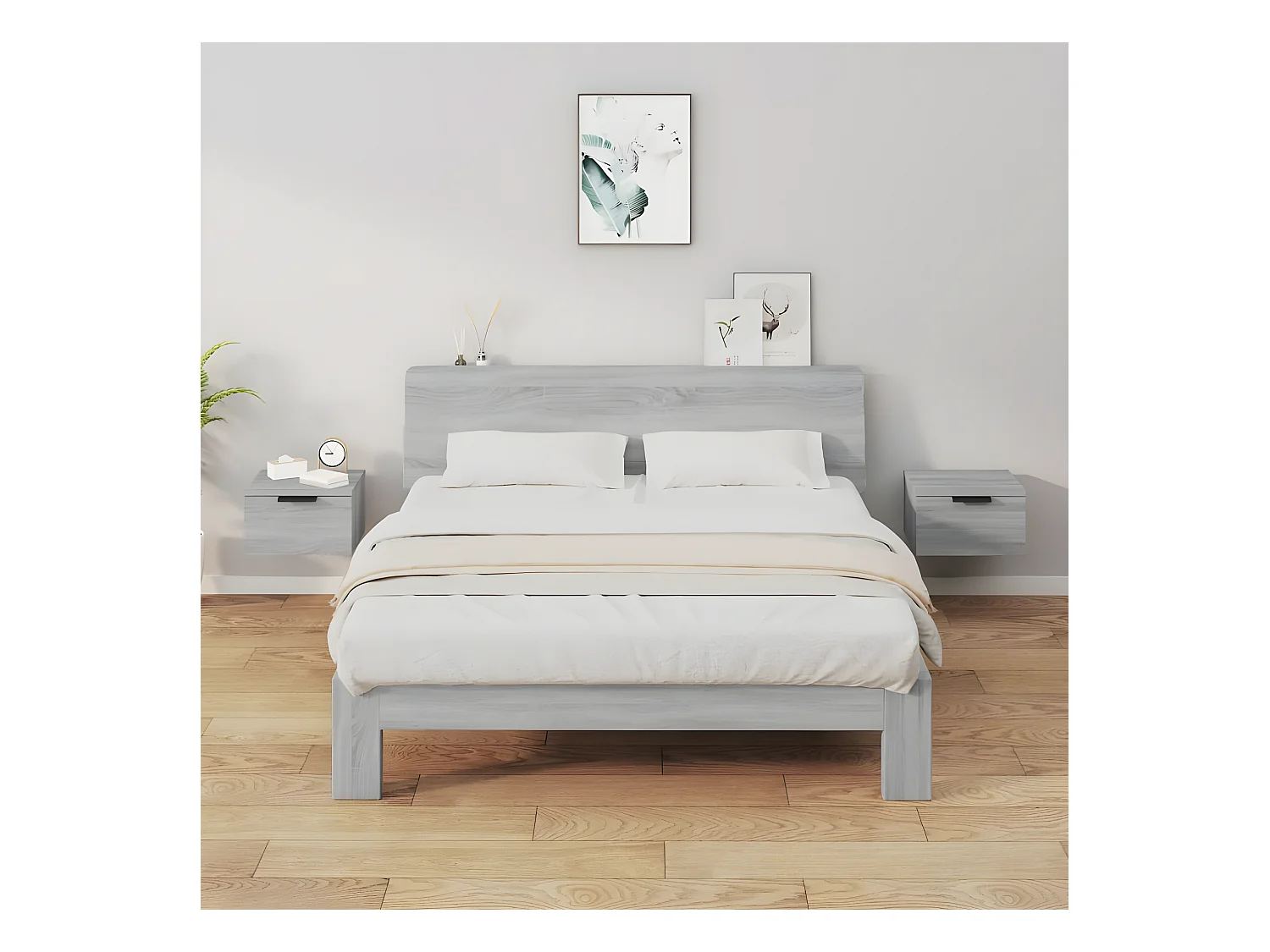 Lot de 2 Tables de chevet murales Sonoma gris 34x30x20 cm WVGQ7968